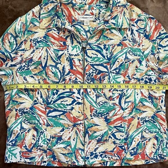 Coldwater Creek 3/4 Sleeve Colorful Watercolor Design Floral Zipper Jacket Large - Picture 10 of 13